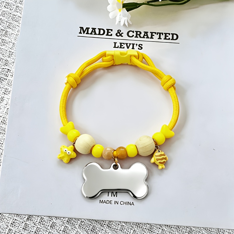 Custom Dopamine Pet Collar with Handmade Braided Stainless Steel Tag
