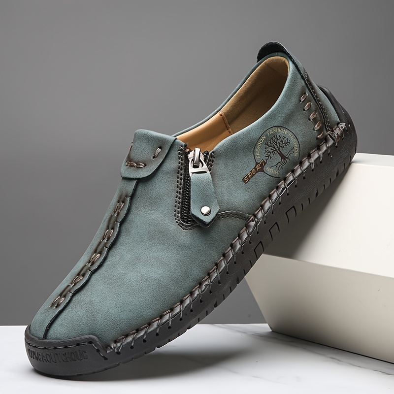 Women's Handmade Casual Loafers, Comfortable Sneakers with Zipper Closure