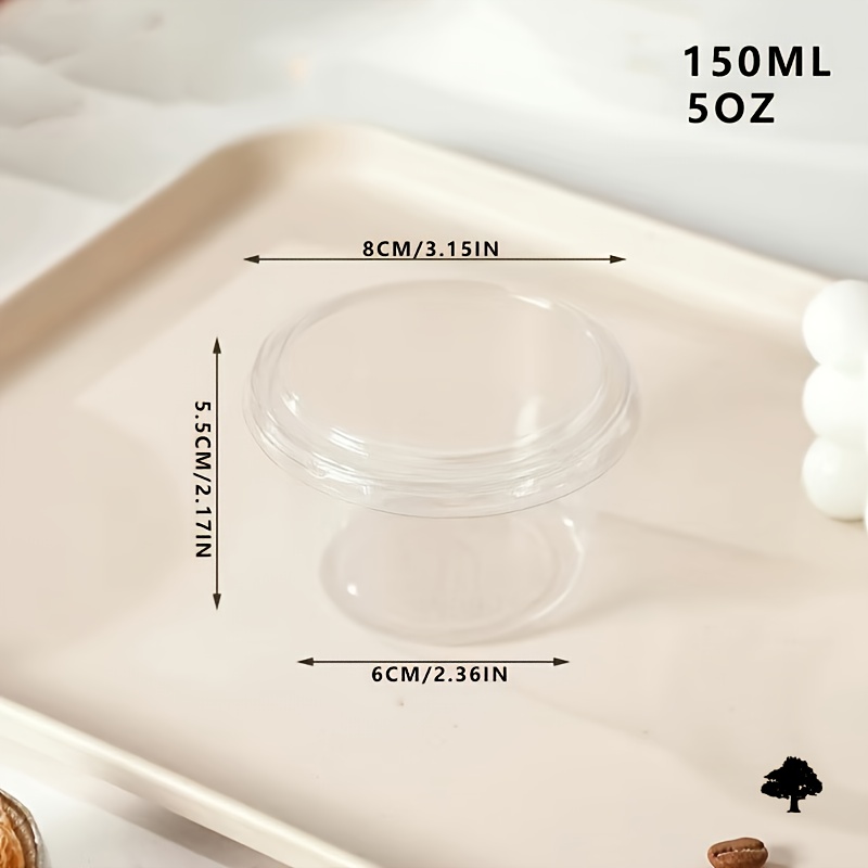 Image of 100pcs (50 Cups And 50 Lids) Transparent Dessert Cups With Lids, Perfect For Mousse, Jelly, Ice Cream, Pudding And Fruit. An For Weddings, Birthdays, Festivals, Parties And Outdoor Catering Supplies