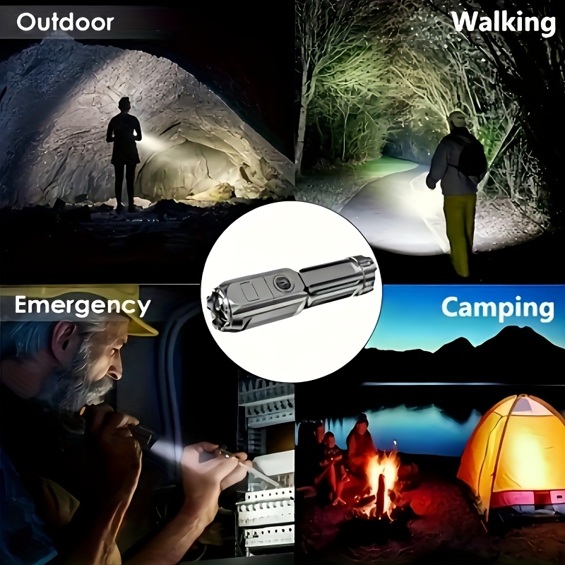 1 buc Lanternă de Mână Super Luminoasă USB Reîncărcabilă, Ideală pentru Camping, Drumeții și Hiking, Clasificare IPX4