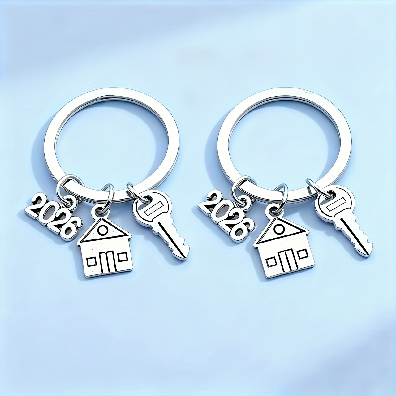 2pcs Creative Fashion Alloy House Pendant Keychain, Perfect Backpack Pendant, Home Decoration, Housewarming 2026 Family Keychain