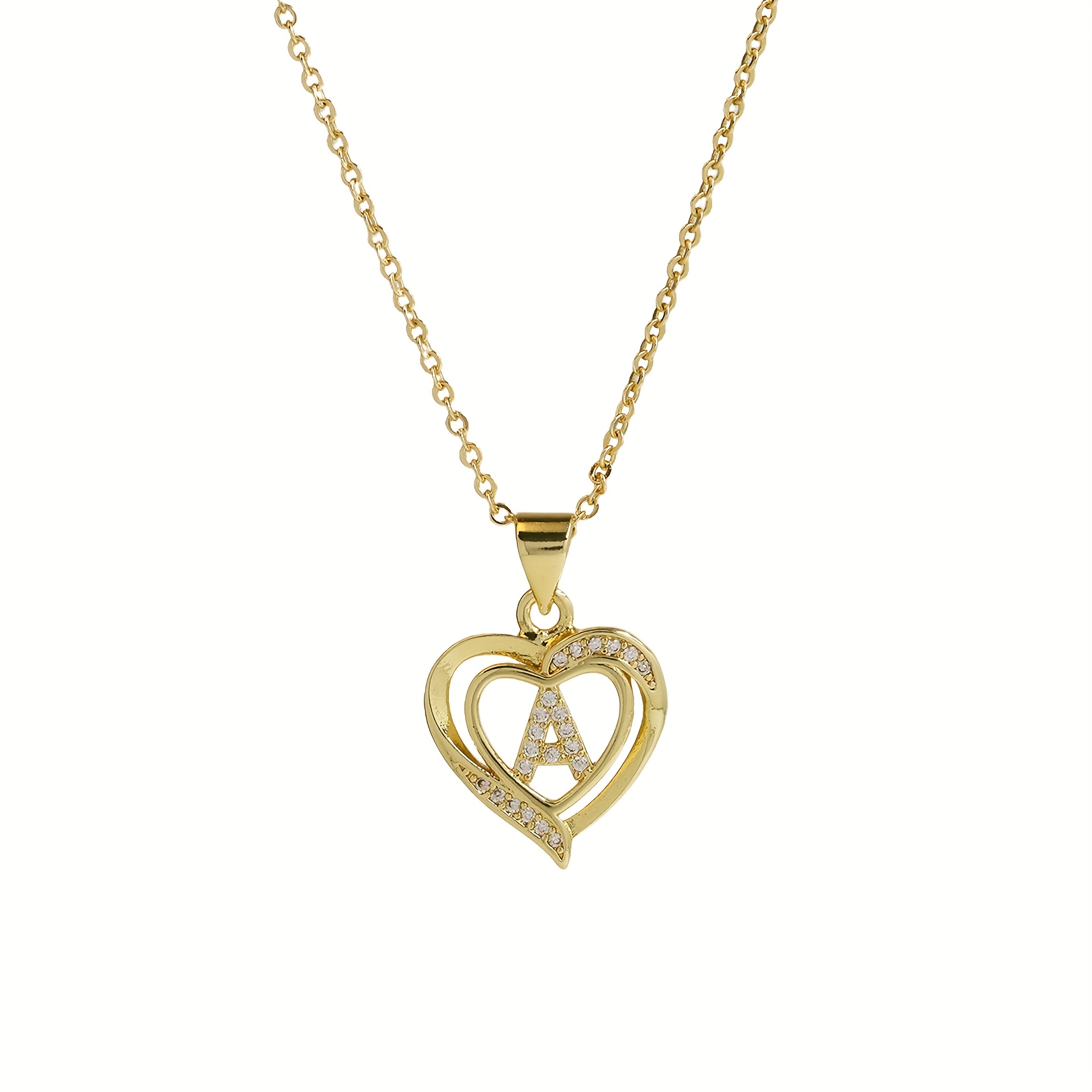 Image of 1pc Heart-shaped Necklace 's Gift - Synthetic Synthetic Synthetic Zircon​​ Heart-shaped Initial Necklace, Anniversary Birthday Valentine's Day Gift For, Jewelry Gift For Wife Girlfriend Mother