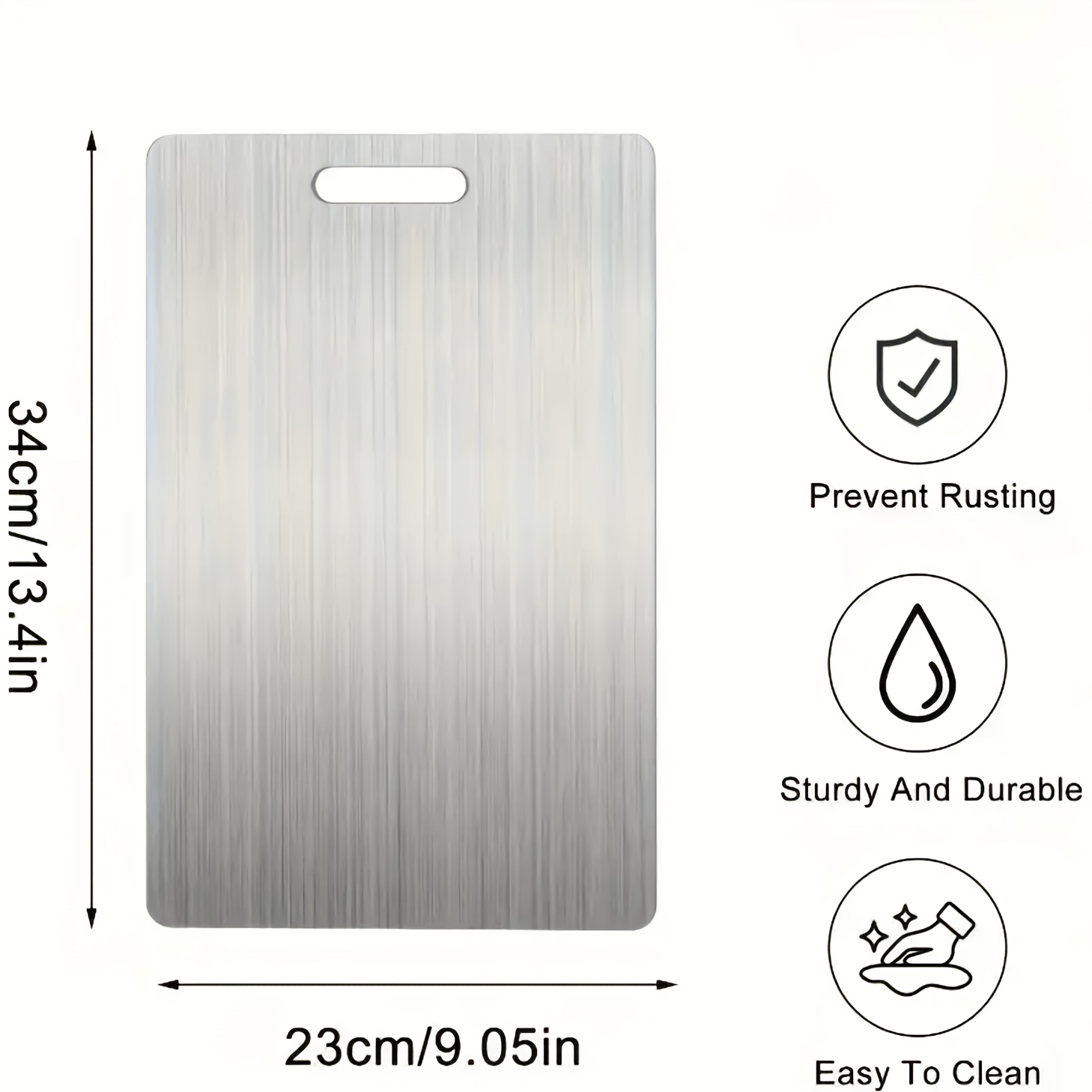 TEMU New Stainless Steel Cutting Board Food Grade Metal, Easy To Clean, Lightweight, Portable, And Easy To Store. Made From Durable, Hygienic 304