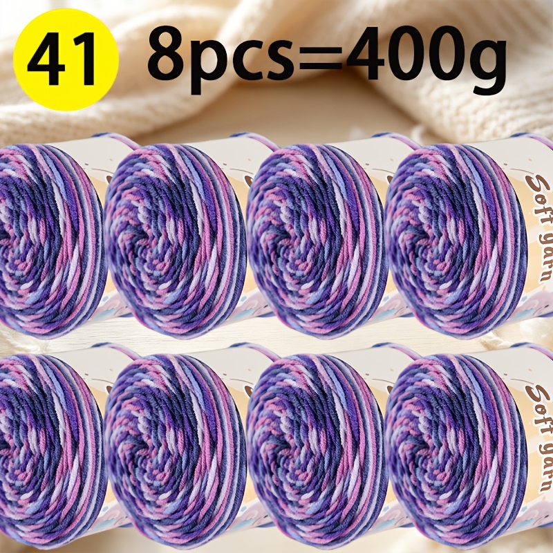 TEMU Lot de 8 de fil tie-dye pour boules de gâteau - 50g par , total 400g, couleurs tie-dye originales et attrayantes, pour le tricot et colorés -