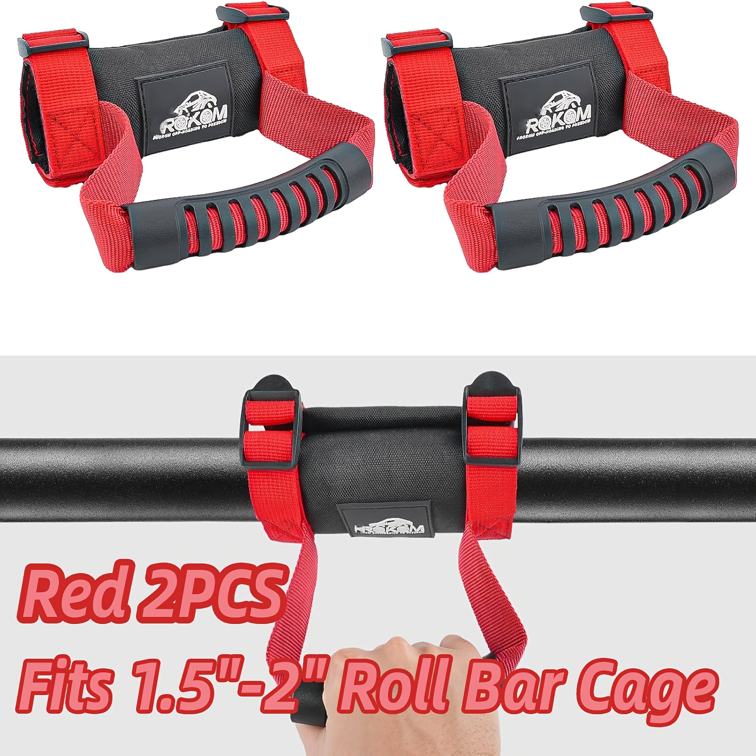 Set Of Grab Handles Roll Bars Measuring 1.5 To 2 Inches, Compatible With For Rzr, , , For Pioneer, , , And