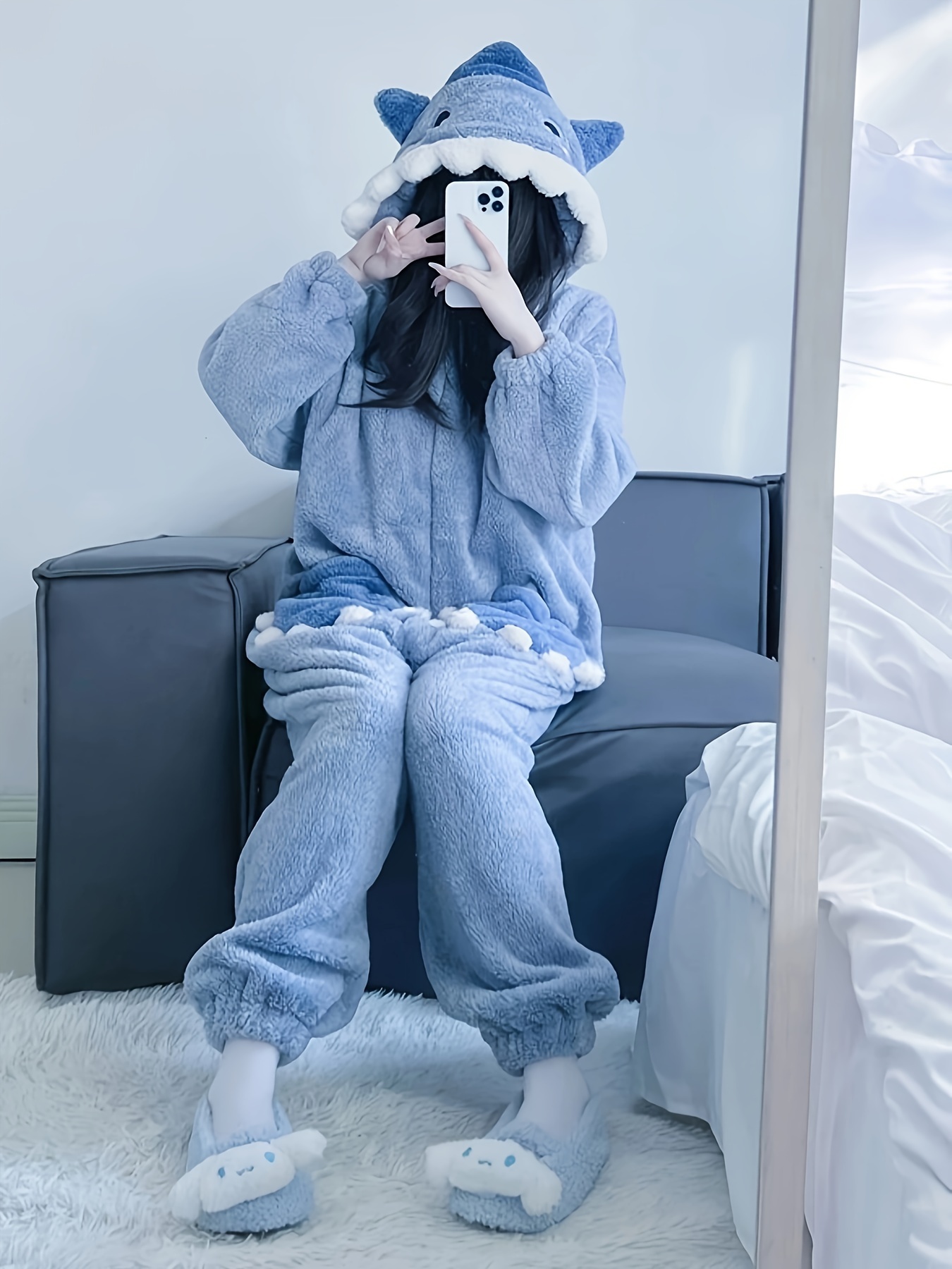 Tooe Vrouwen Fleece Pyjama Set Kawaii Fuzzy Cartoon
