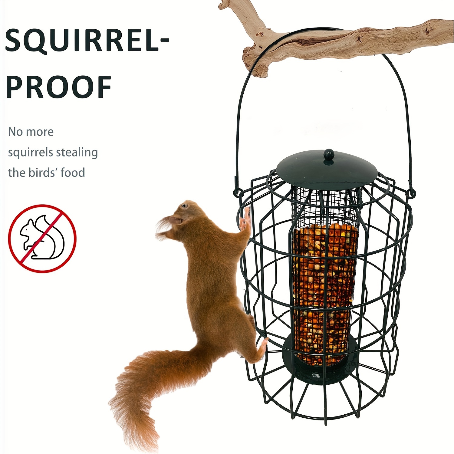 

1pc Squirrel-proof Wild Bird Feeder, All-metal Hanging Outdoor Birdfeeder With Porous Feeding Ports, Chew & Rust Proof, Attracts Small Birds