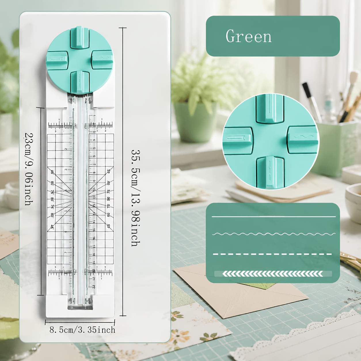 TEMU 4-in-1 Manual Rolling Paper Trimming Tool With Multi Functional , Supports Straight Cut, Curved Cut, Perforated Dotted Cut & Score Crease Lines,