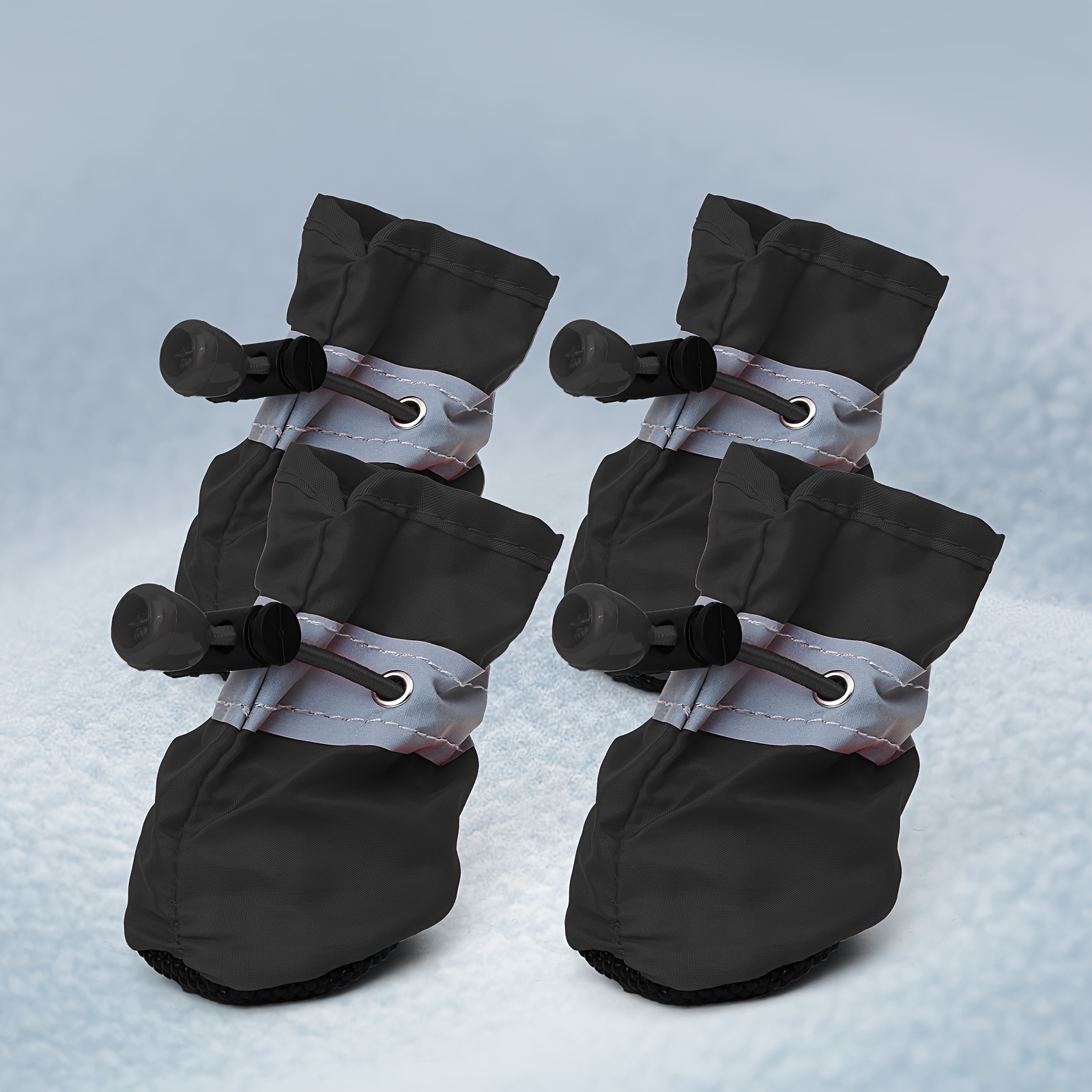 TEMU Reflective Waterproof Dog Boots For Small To Medium Breeds - Non-slip, Paw Protection With Adjustable