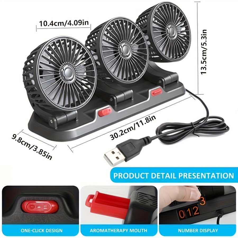 portable car air conditioning fan usb powered desktop fan exhaust fan powerful airflow quiet mode suitable for home   and office use batteries not included