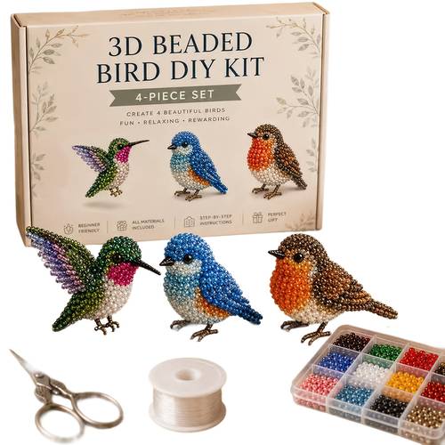2026 tiny 3d beaded animal kit cute bird and animal beading craft set handmade bead art mosaic kit relaxing creative decoration gifts for adults