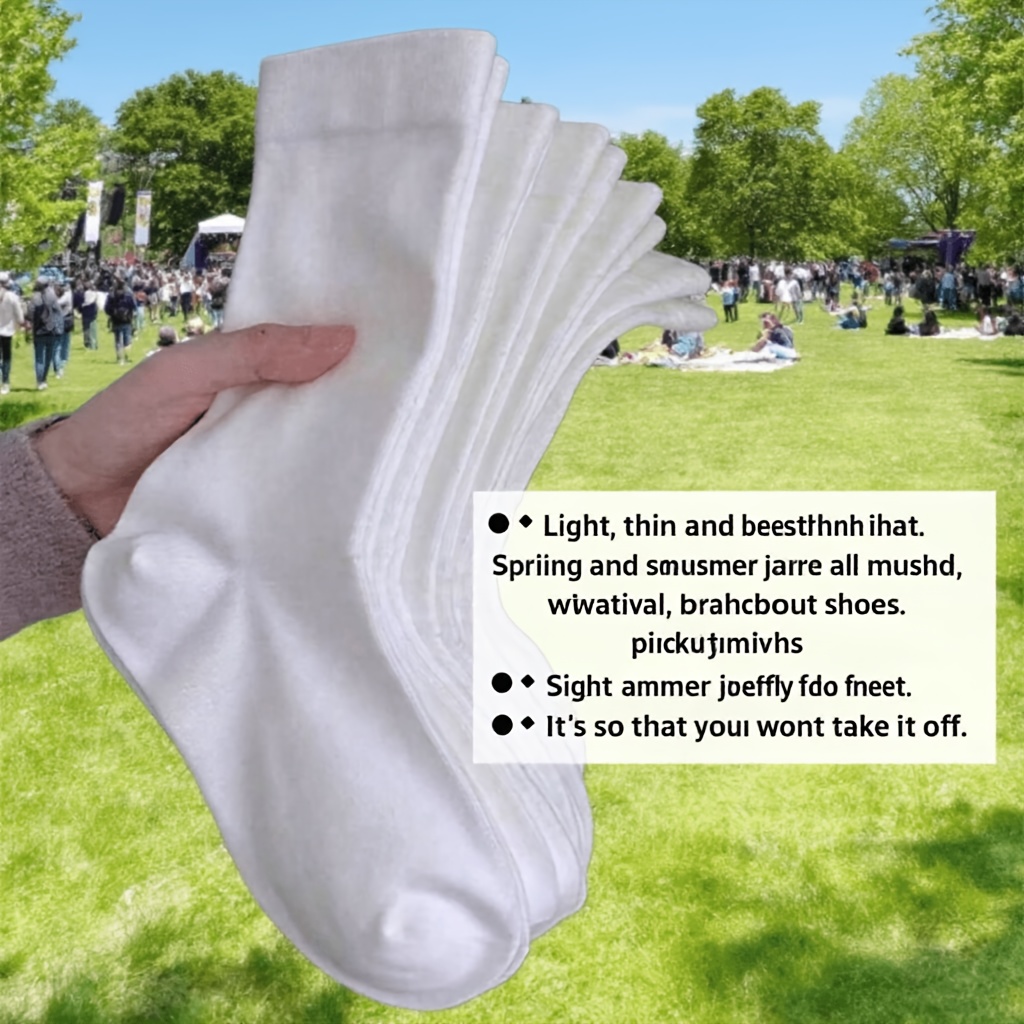 TEMU Lot de 12 paires de chaussettes blanches pour femme, style simple et polyvalent, douces et respirantes, et confortables, adaptées à un port