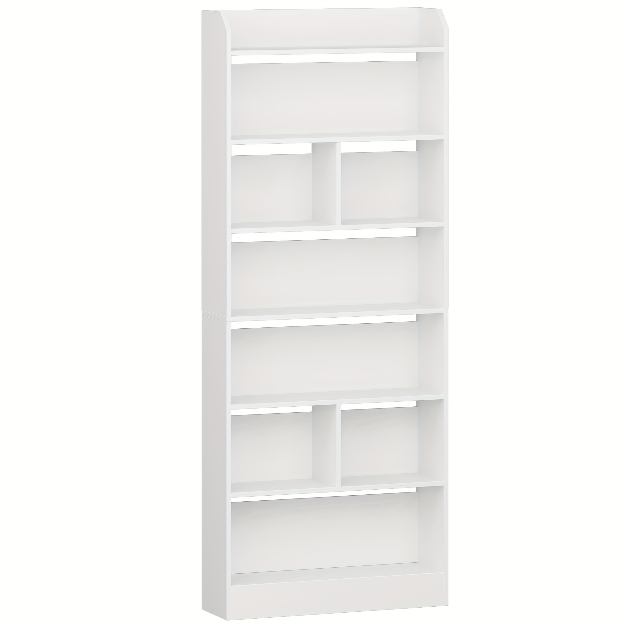 TEMU Étagère, avec 7 sections, unité de rangement, étagère , convient pour salon, bureau, chambre à coucher, 24 X 60 X 199.2 Cm, Blanc