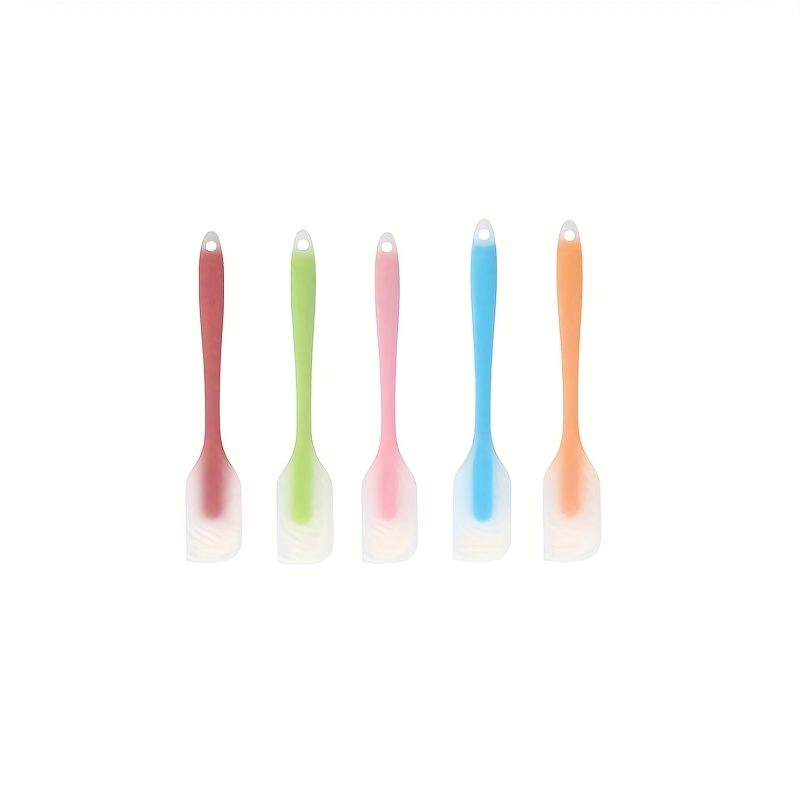 Image of Set Of 5 Silicone Spatulas, Flexible And Heat-resistant, Featuring A Stainless , Suitable For Baking, Cooking, And Mixing, And Safe For Dishwasher Use