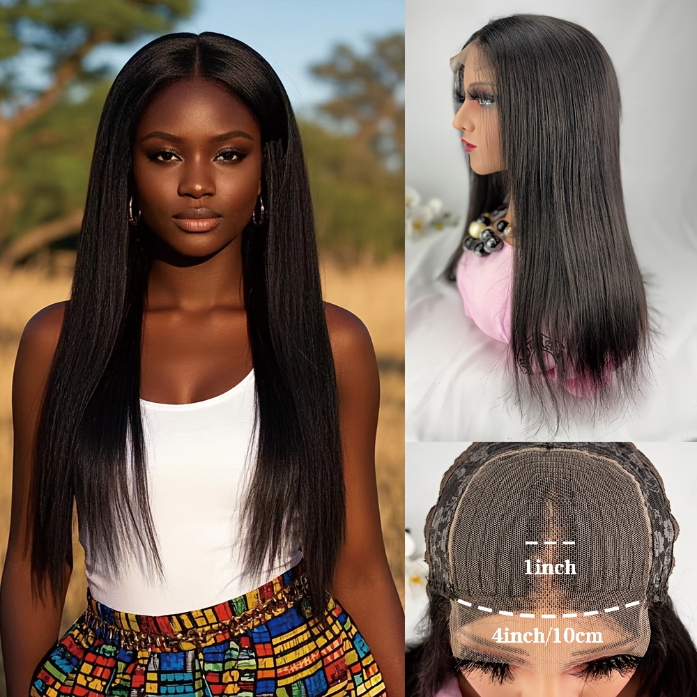 black long straight lace front wig made heat resistant  display picture 3