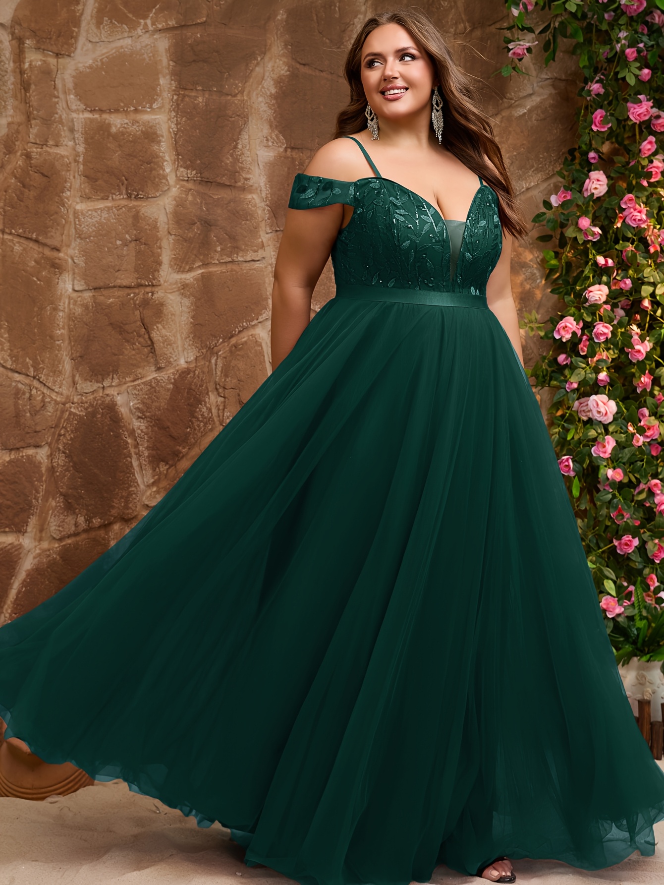 white maxi dresses La Femme Long Plus-size Prom Dress with Side Pockets Blush / 24W