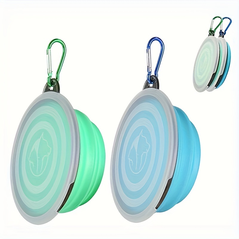 1pc 2pcs dog bowl pet foldable bowl with lid dog travel bowl portable foldable cat water bowl suitable for pet walking parking camping light blue and green Product details 2
