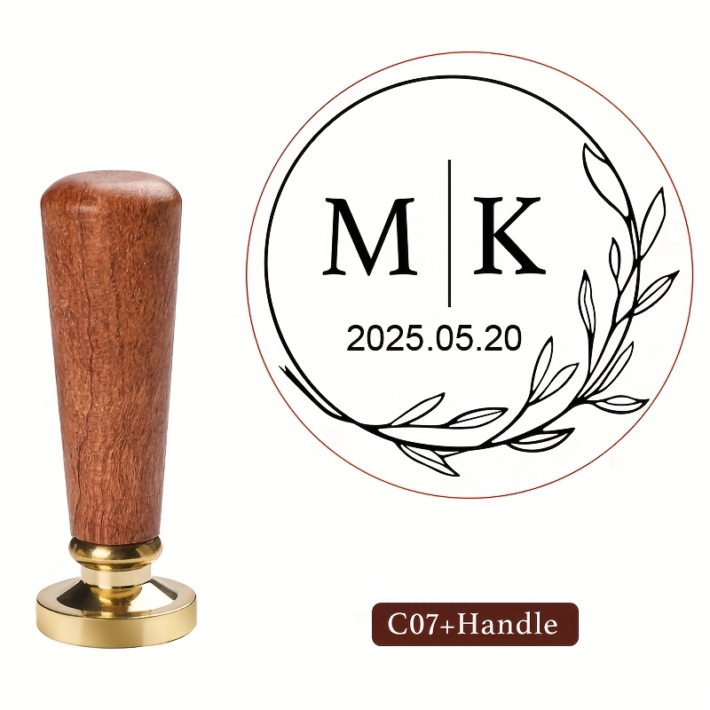TEMU 1 set gepersonaliseerde lakzegelstempel, met (handvat+2,5 cm/0,98 inch stempel), gepersonaliseerde voor knutselen, enveloppen, cadeaupapier,