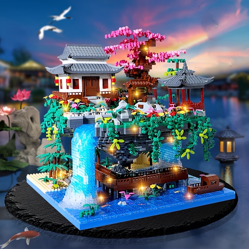 2000pcs Peach Blossom Pool Building Blocks ABS Material