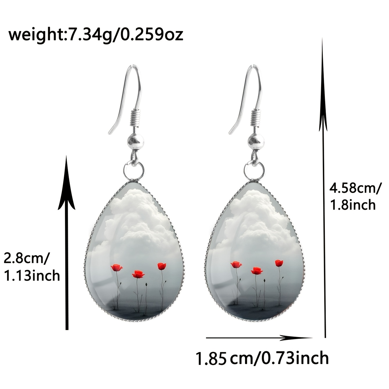 Valentine's Day Flower & Cloud Pattern Drop Earrings