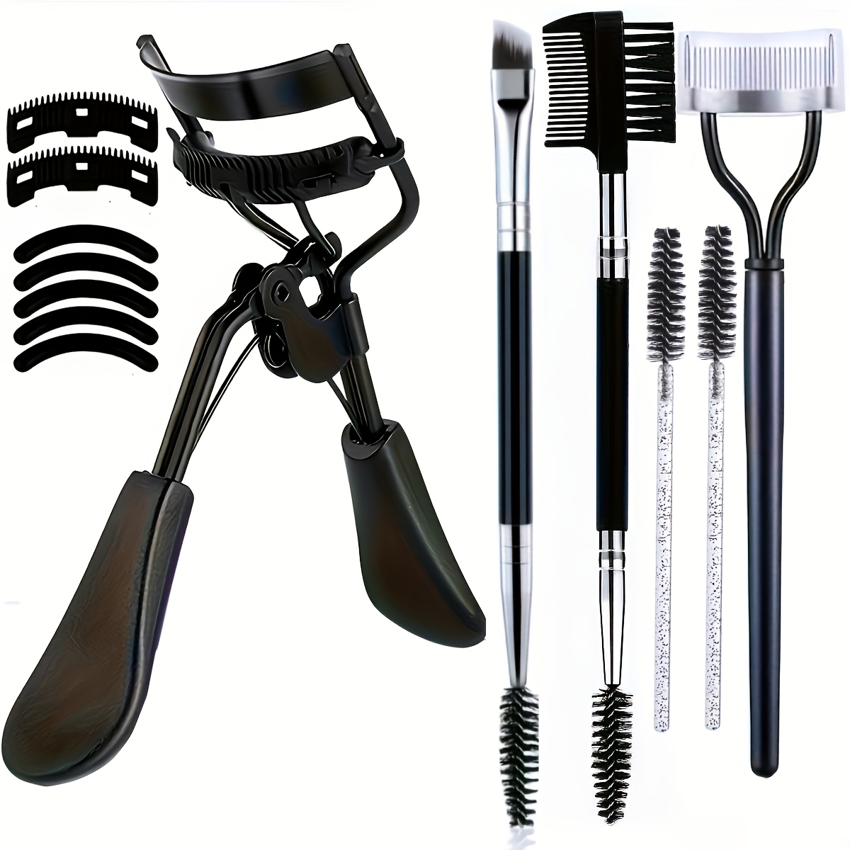 E-shop 10/13-teiliges Wimpernzangen- Augenbrauenkamm-Set. Enthält eine kammförmige Wimpernzange, Mascara-Trenner, 3-in-1 Augenbrauenkamm, 2-in-1