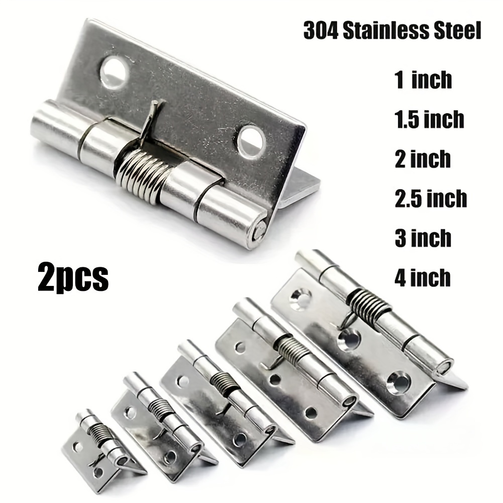 

2pcs Modern Brushed 304 Stainless Steel Spring Hinges, Door Mount Metal Self-closing Hinges With Touch & Remote Control Method