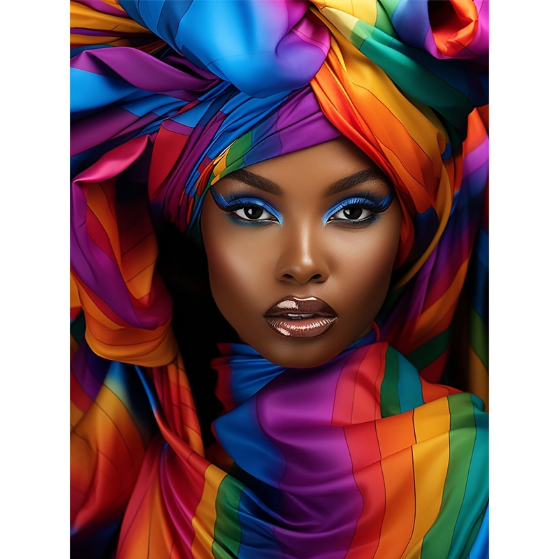 TEMU Kit de Pintura de Diamante 5D de Mujer Africana, Set de Completo para Principiantes, Sin 30x40cm/11.8x15.8 pulgadas, Artesanía de Pintura a en
