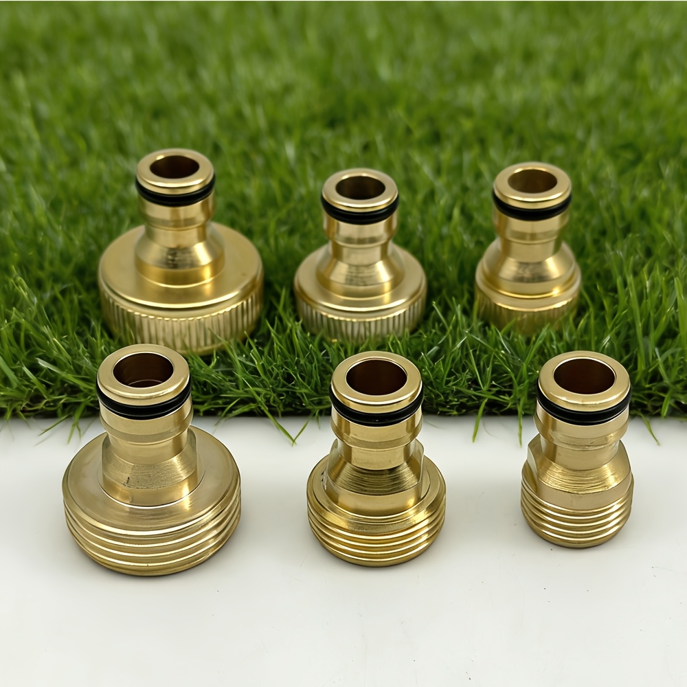 Image of 4/6pcs, Garden Hose With Sizes Of Internal And External Threaded Connectors, Brass Material For 1 Inch, , And Faucet Triangular Valve Washing Machine Connector