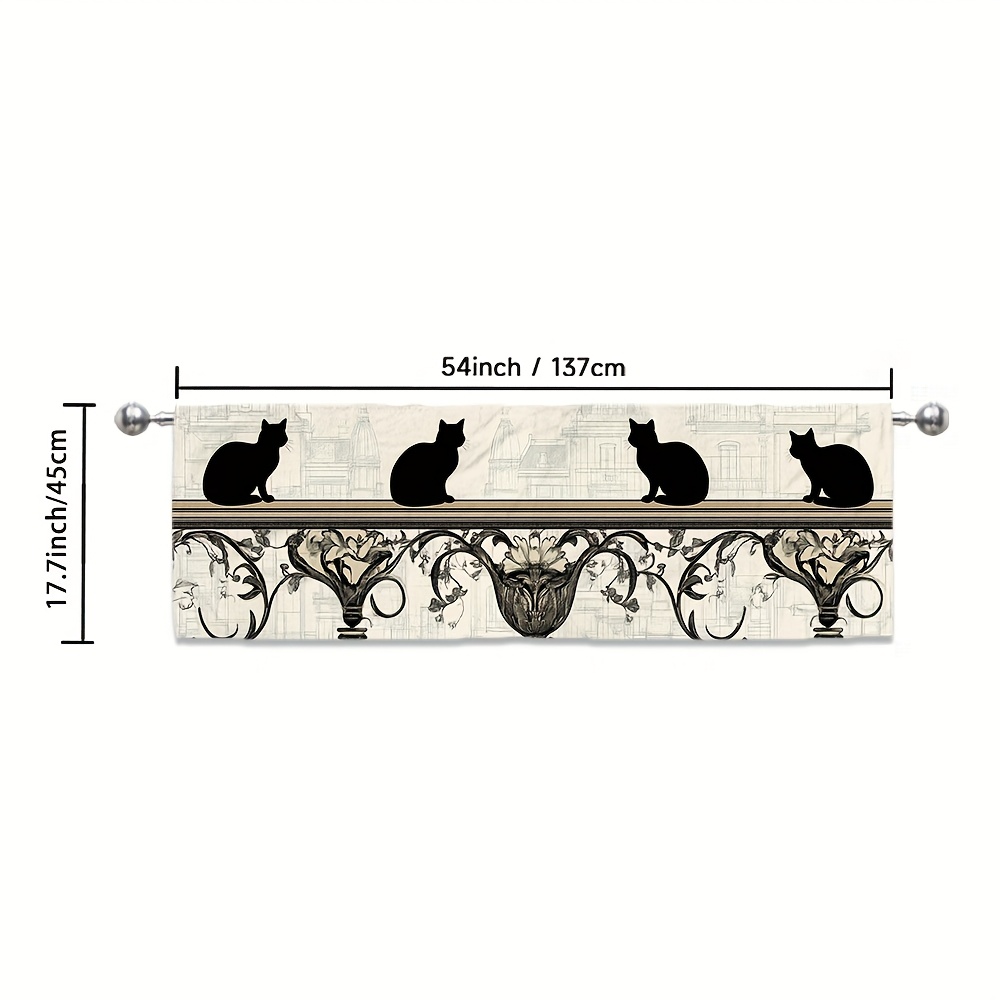 TEMU 1pc, Modern Aesthetic Drape, Kitten Fence Print, Art , Machine Washable Fabric, Suitable For Living Room, Office, Bedroom, (pole Not Included)