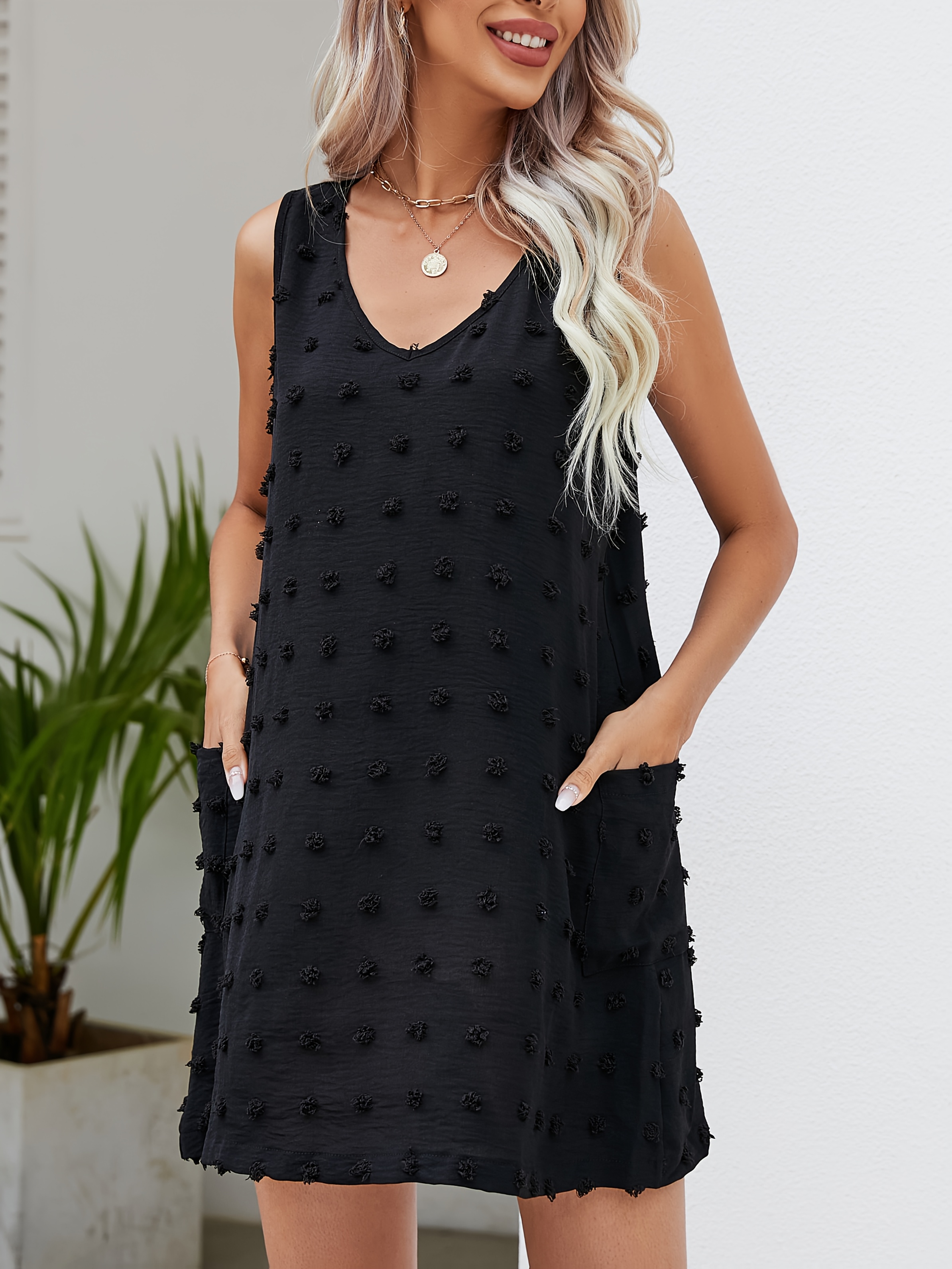 womens beach cover v neck loose tank top pockets pom pom Temu