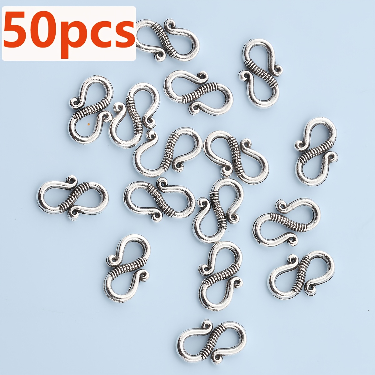 Image of 100pcs/50pcs Figure-8 Connectors, Links, Spacer Beads, Hand-pierced Beads, Loose Beads, Suitable For Diy Necklace, Bracelet, Keychain Craft Making Accessories, Jewelry Making