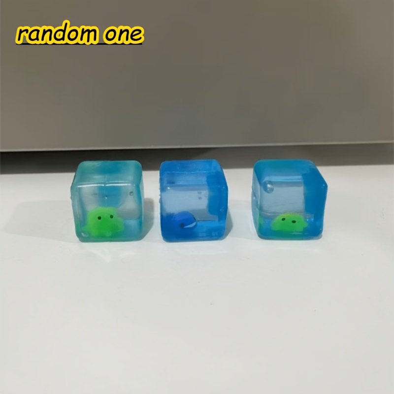 Image of Taba , 1pc Random Fufu Fidget Toy - Blue Ocean Small Animal Ice Cube Toy, Slow Rebound 3d Maltose Toy, Squeezable And Kneadable , Cartoon Small , Interesting Blue Slow Rebound Soft Toy By Children