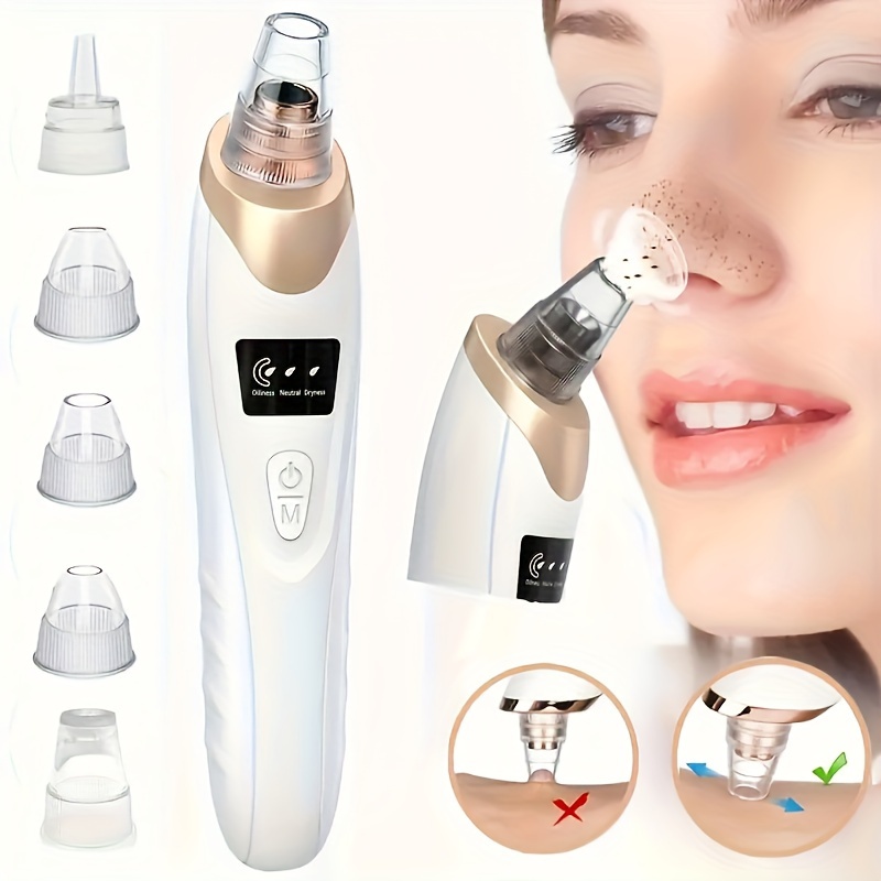 Clean Blackhead Reducer, 2025 Upgraded Facial Pore Cleanser, 3 Adjustable Suction Levels, 5 Replaceable Probes, USB Charging, Easy to Use and Clean, Ideal Gift for Women