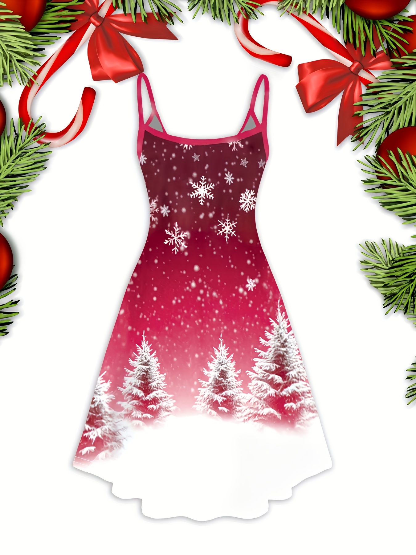 women's elegant christmas party slip dress snowflake Temu Bahrain - Main Image
