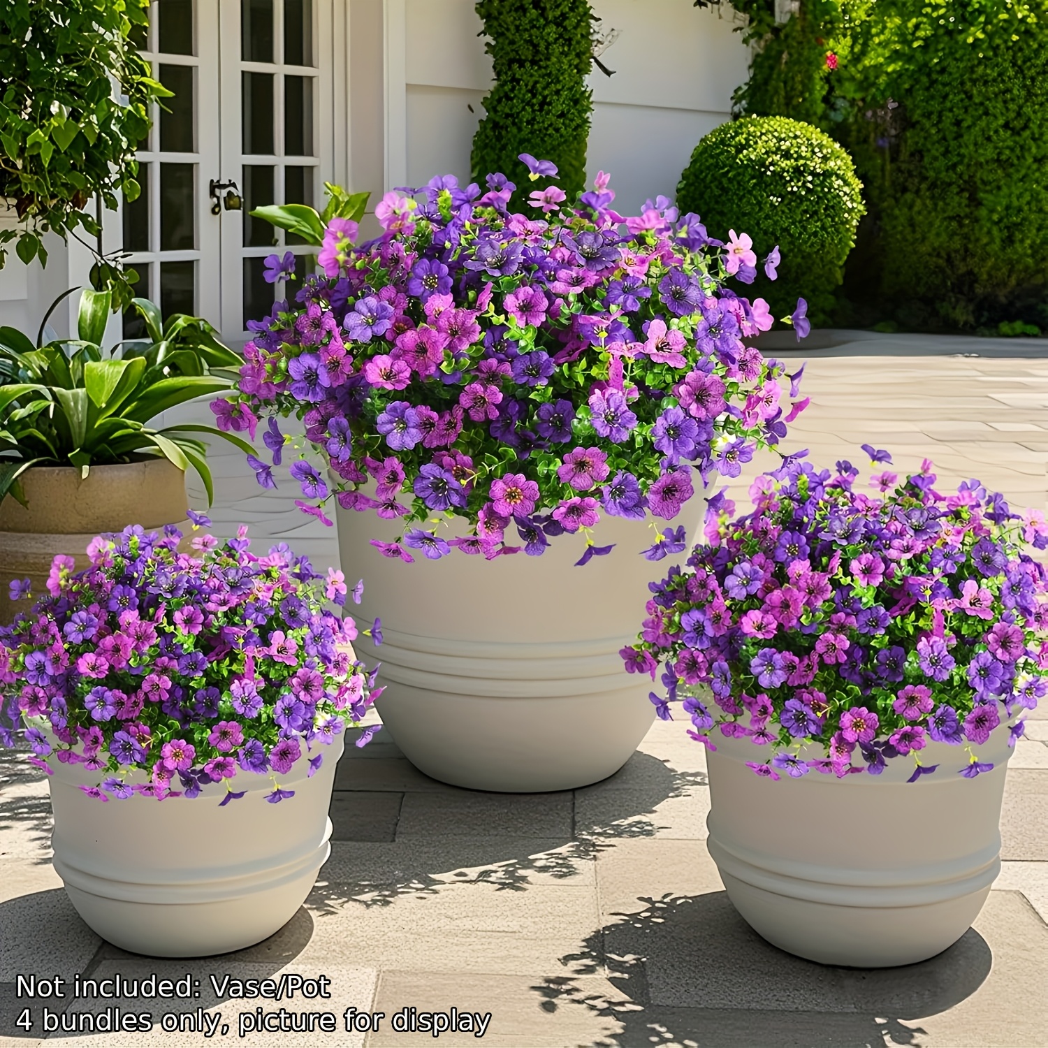 4 bundles of outdoor uv resistant artificial flowers multi color daisy artificial plants for porch   decoration low maintenance plastic home courtyard decor no vase included