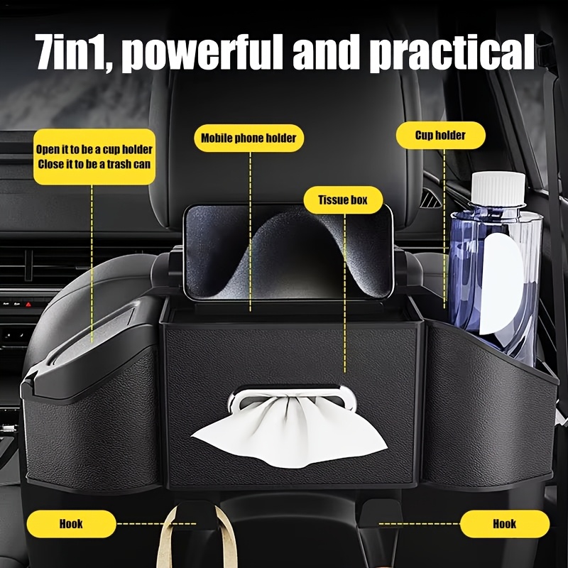 

1pc Abs Resin Universal With Multi-functional Auto Interior Storage Box, Tissue Holder, And Hooks For Driver And Side