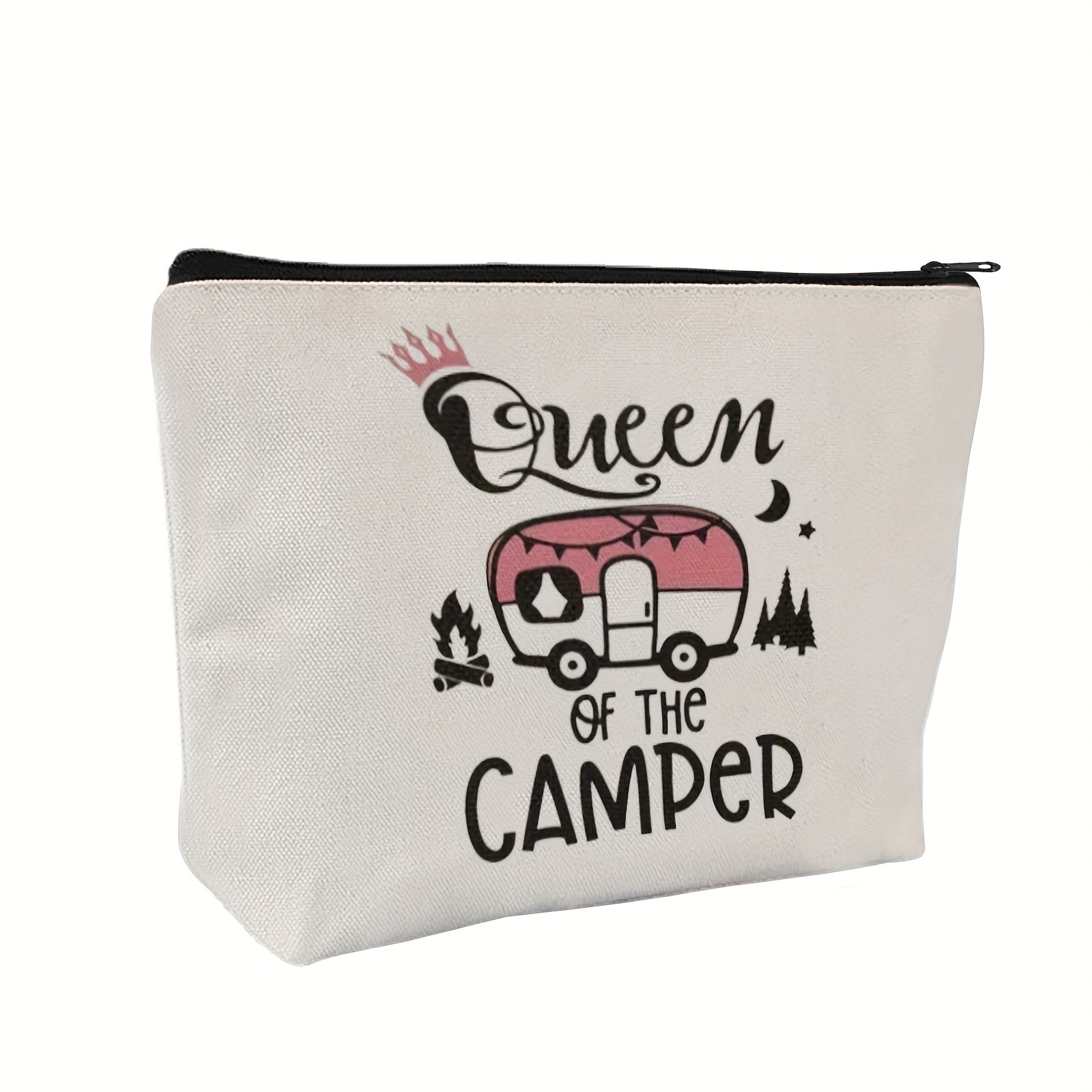 

Camper Accessories Travel Trailer - Happy Camper - Camping Makeup Bag Gift Camper Camp Vintage Camper Decor - Queen Of The Camper