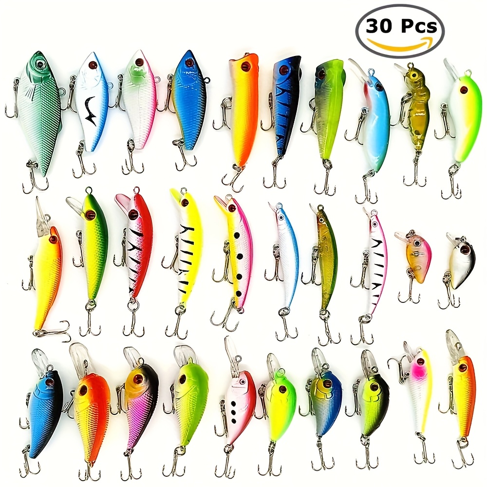 TEMU 30pcs Topwater Mini Fishing Lures With Hooks, Bass Bait Trout Lures Crankbaits Fishing Bait Kit