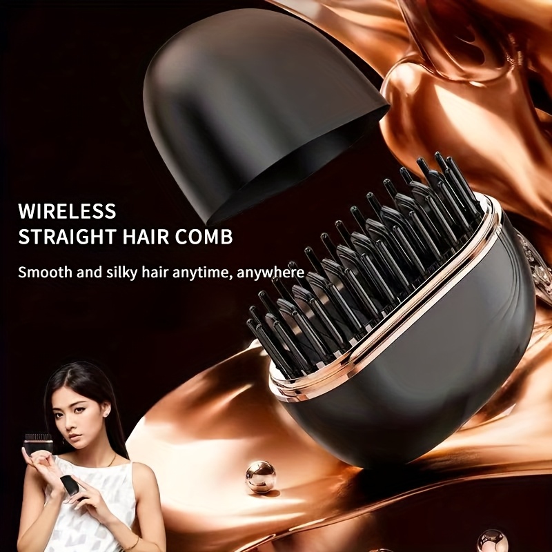 wireless straight hair brush portable heating comb travel Temu