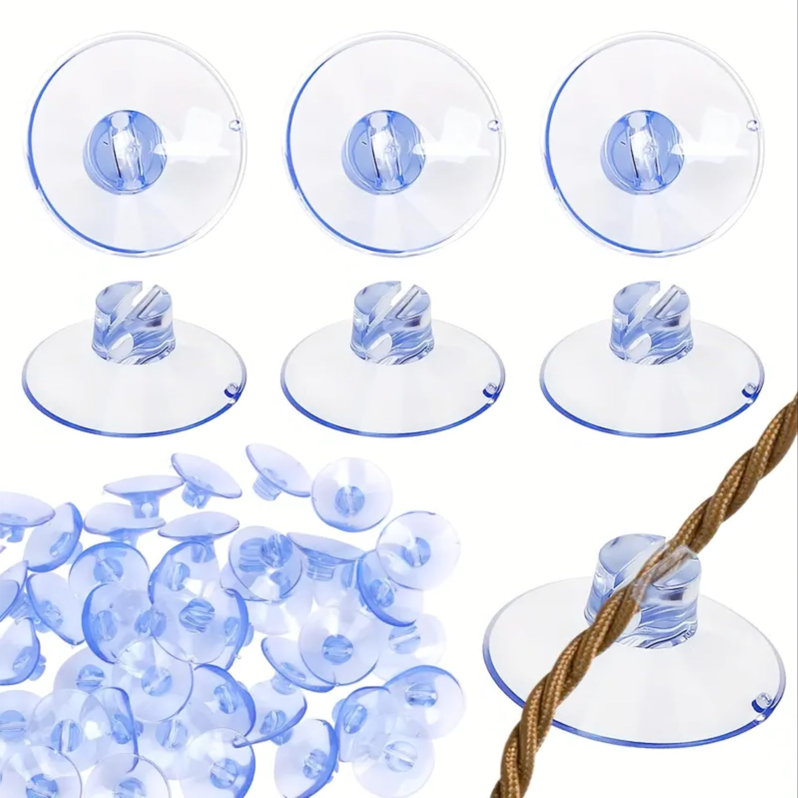 

20pcs Fairy Light Suction Cup Hooks With Slots - Christmas & Home Decor, No Power Needed