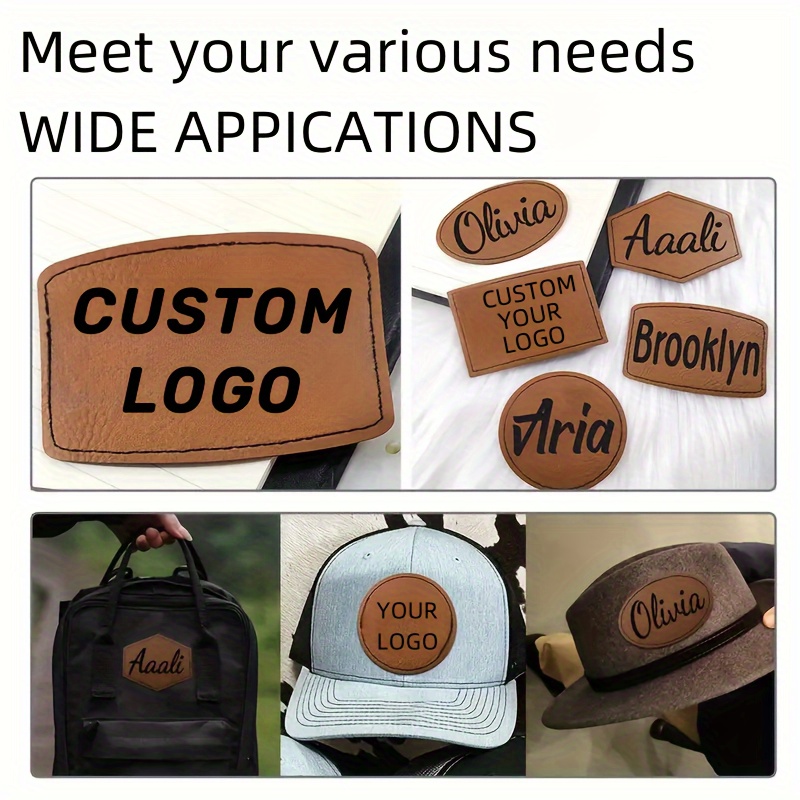 

5/10pcs Custom Leatherette Patches - Personalized Name/ Id Labels With Premium Brown Pu Leather, Heat Adhesive, And Versatileusage - Jeans, Hats, Bags, And More