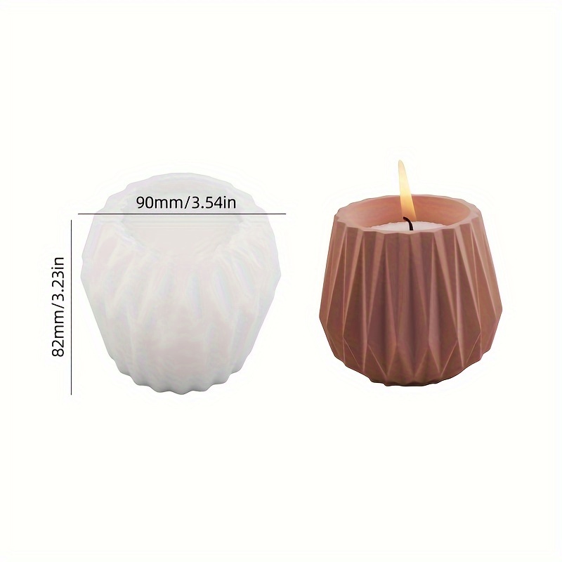 Image of Diy Shape Wax Container Silicone Molds Resin Rhombus Planter Concrete Mold For Epoxy Casting Striped Candle Holder Storage Box Jar Resin Cement Mold Handmade Flower Pot Vase Art Garden Decor