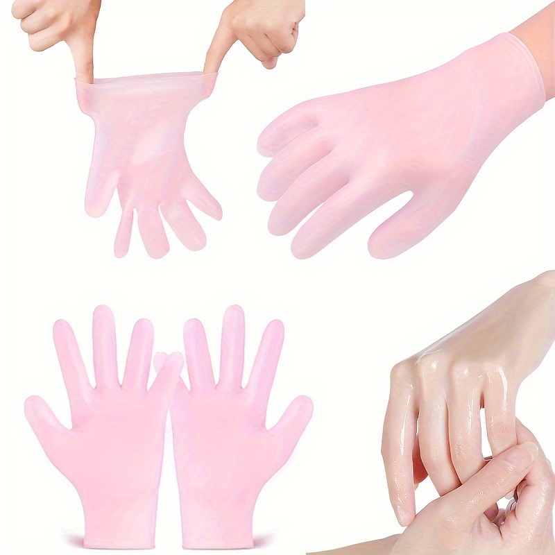 

1 Pair Pink Silicone Moisturizing Exfoliating Gloves, Spa Moisturizing Gloves For Hand Care Tools