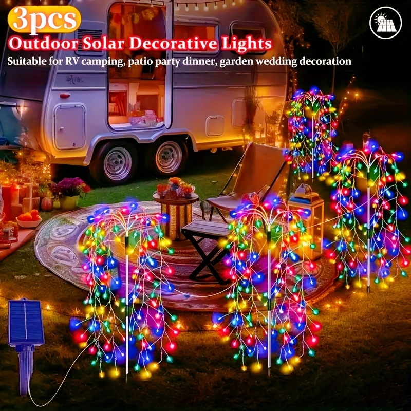 

3pc, 300 Outdoor Solar String Lights, Halloween Christmas Decorative Lights, 8 Lighting , Patio, Garden, Pathway, Party, Camping, Picnic, Tapestry, Backyard ()