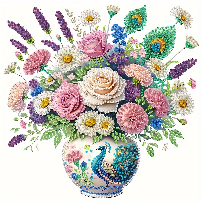 

Peacock Vase Diamond Painting Kit: 5d Diy, Unique Gift, Home Wall Decor - Cartoon Theme, Irregular Diamond Shapes, Acrylic (pmma) Material