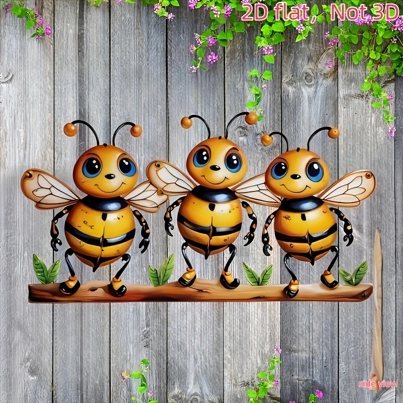 2d Flat, 1pc Bohemian Bee Wall Art Decoration - Terrace - Garden, Courtyard, Living Room And Bedroom Outdoor Fence Decoration - For Holiday Party Occasions And For , 2d Flat