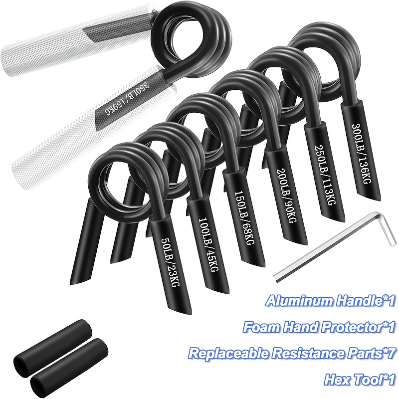 50-350 lbs adjustable hand grip strengthener set with 4/7pcs - aluminum, non-slip design for muscle training & exercise,   2 sets with different   level Product details 3