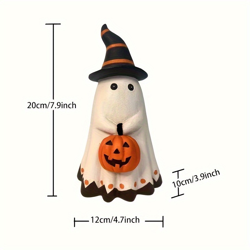 Image of 1pc Whimsical Halloween With Hat Carrying Pumpkin Statue - Resin, Festive Home & Garden Decorations