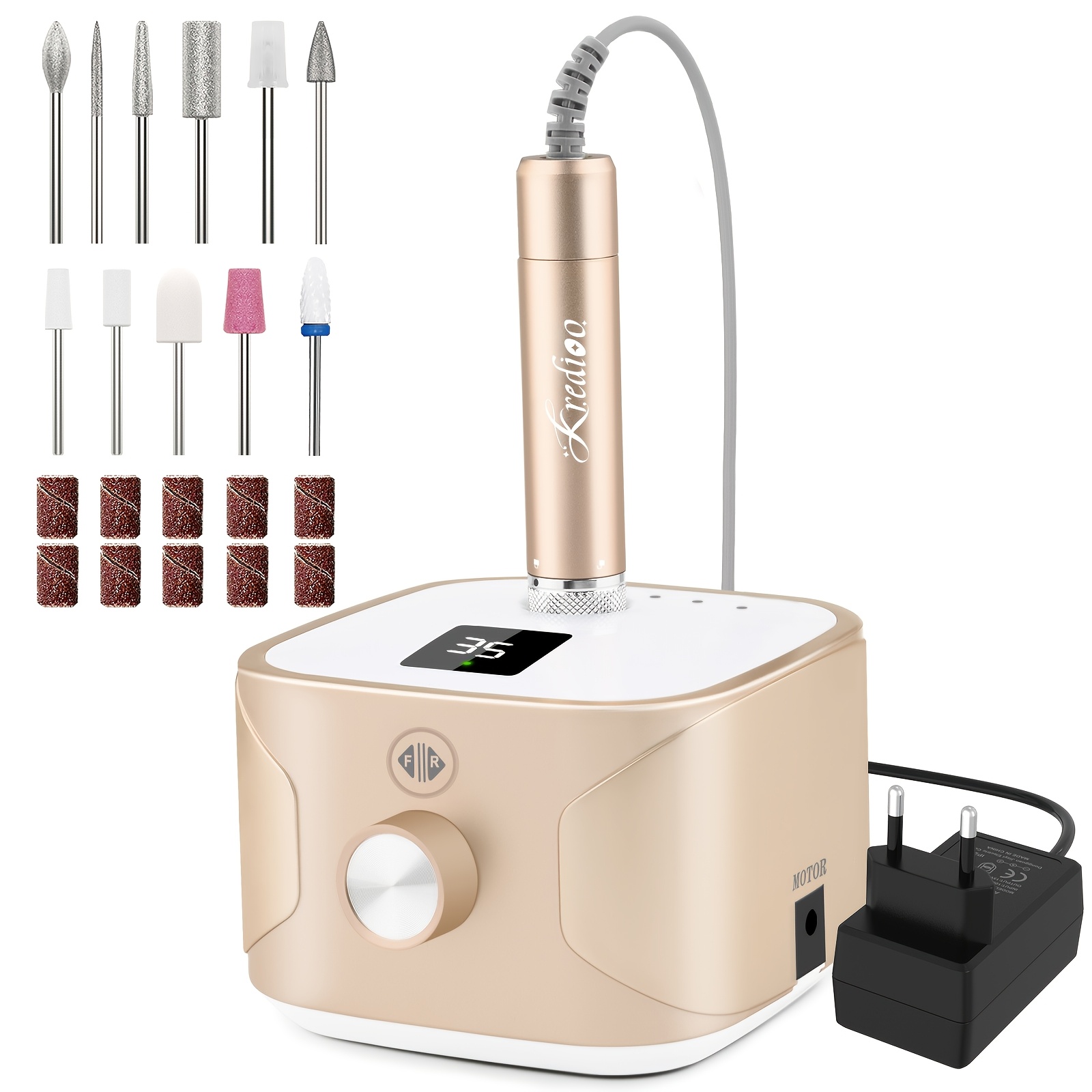 Image of Electric For Nail Drill 35000 Rpm, With Led Display, For , Pedicures, And Gel Removal, Suitable For Nail Salons And Home Use