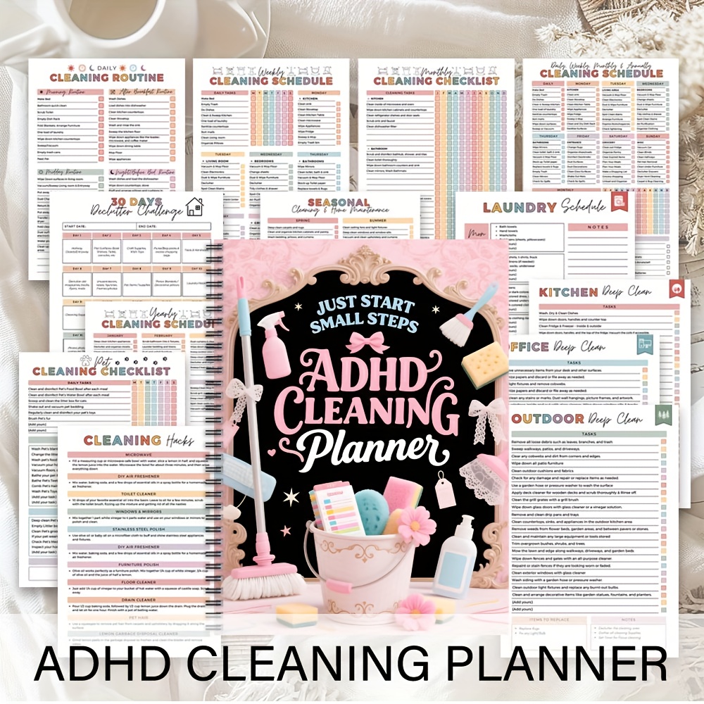   spiral bound   cleaning schedule daily weekly monthly yearly planner chore list for home office   and moms productivity planning and cleaning record book durable cover design task management